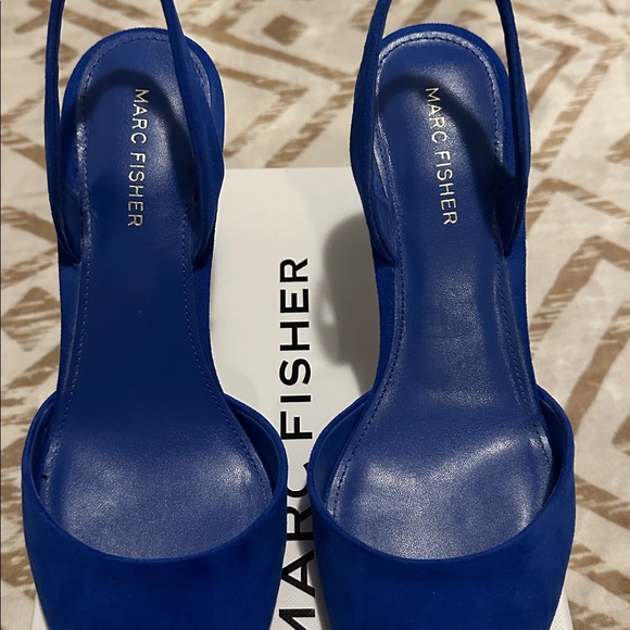 Marc Fisher Hadya Blue Suede Slingback Heels sz 8.5 - Picture 5 of 12